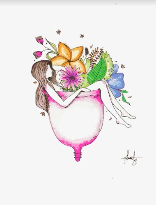Copas menstruales. Ilustración Sarah Valle Molano