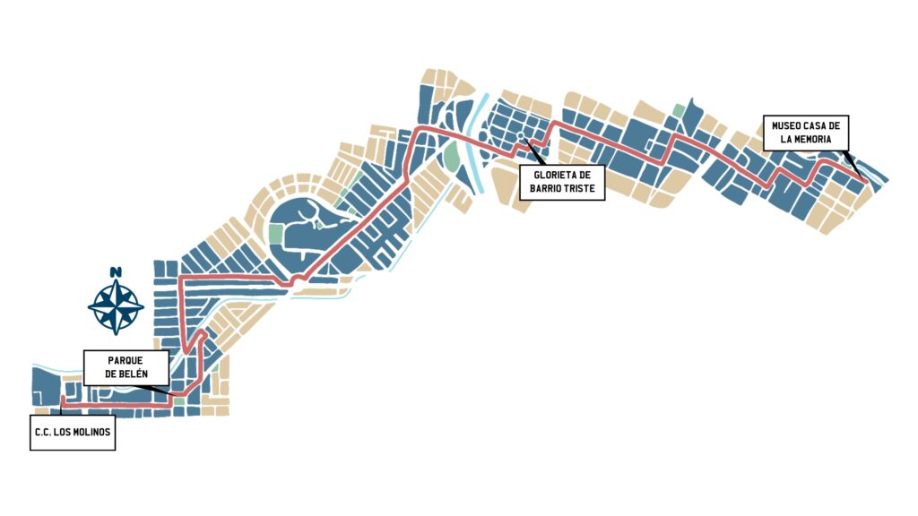 Mapa del recorrido de Belén al centro