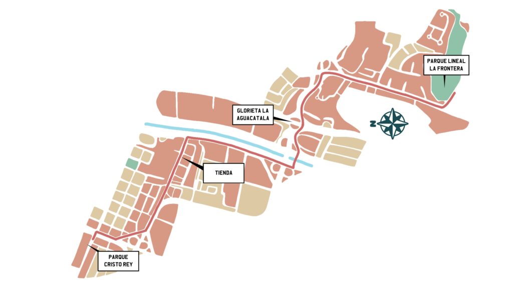 Mapa del recorrido de Guayabal a El Poblado