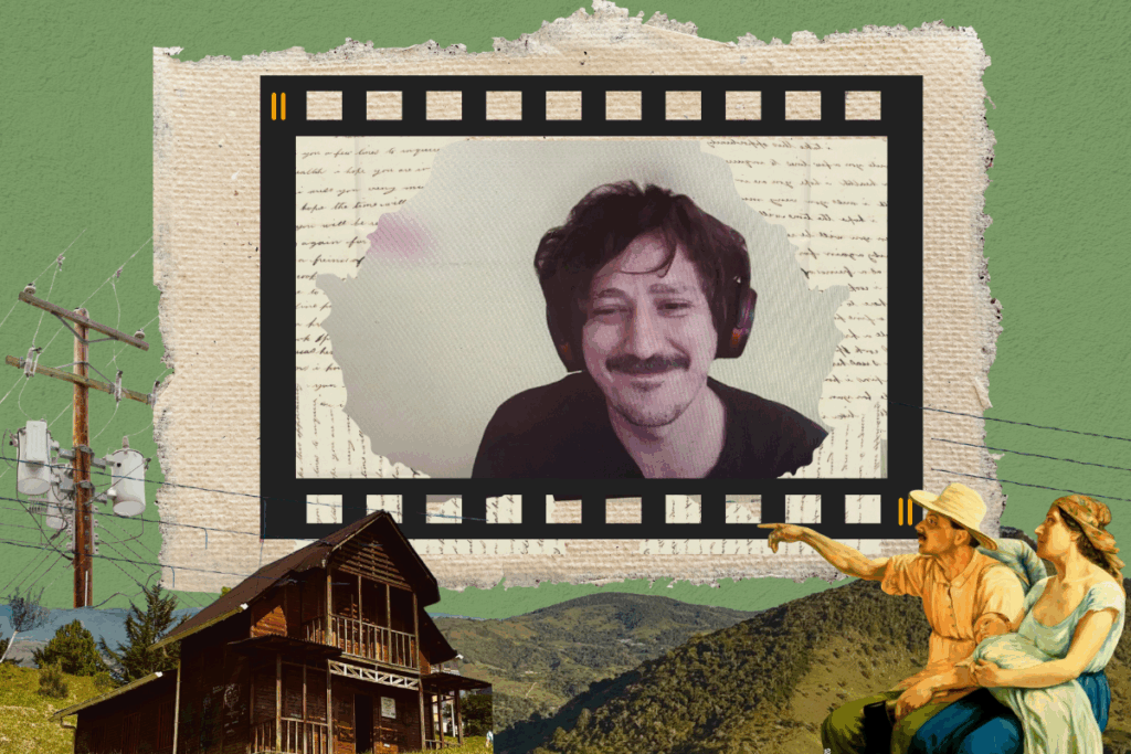 Simón Mesa Soto en collage de Ana Luisa Villegas Suárez