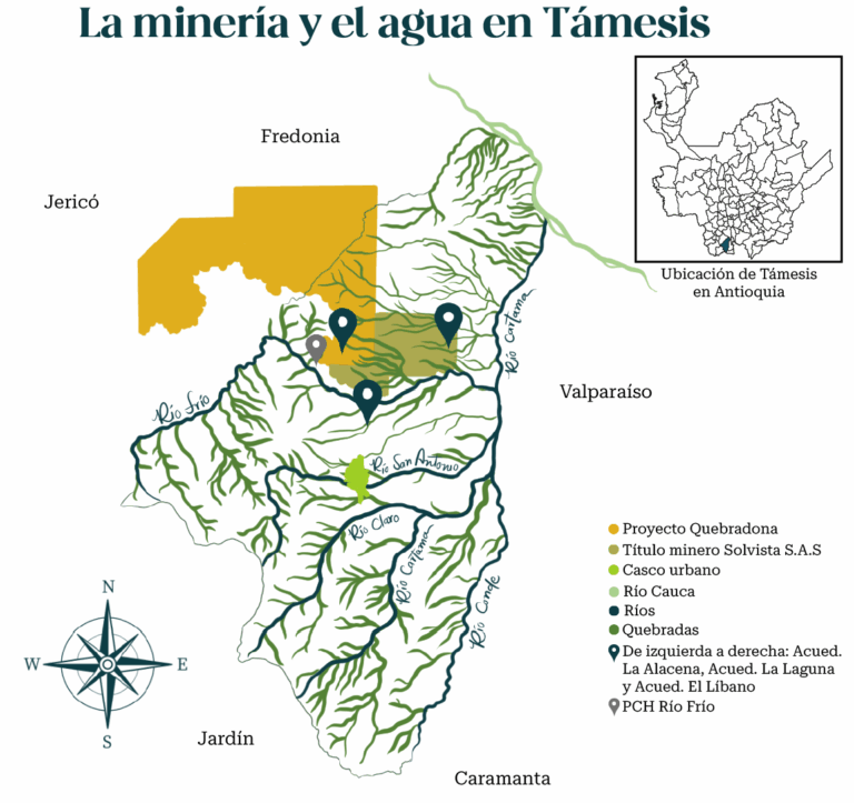 Fuentes: Agencia Nacional de Minería y Alcaldía de Támesis. Diseño: Valeria Londoño Morales.